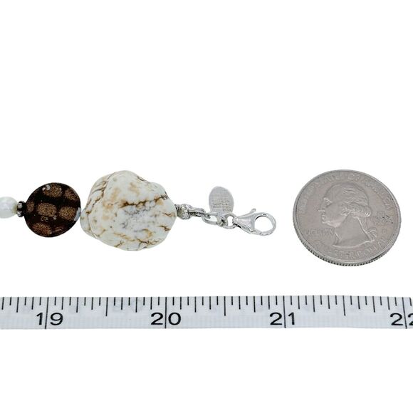 Vintage Donna Dressler Sterling Silver 925 Howlite Beaded Necklace 18"-21" - Picture 3 of 4